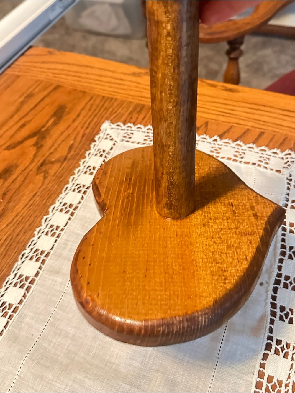 Handmade vintage wood heart paper towel holder